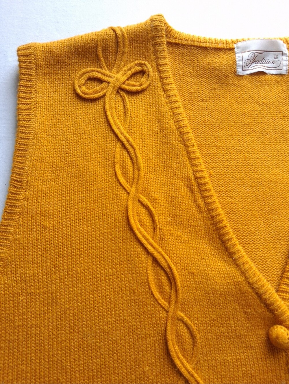 Vintage Sweater Vest Knit Yellow retro women’s size 12 - Picture 10 of 14